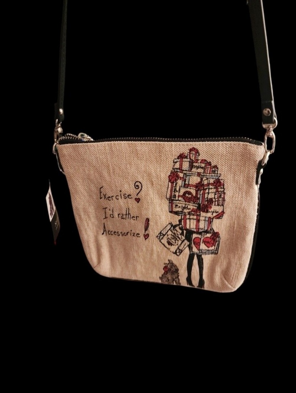 Brighton Canvas Crossbody Bag in Beige With Gift-Stack Illustration